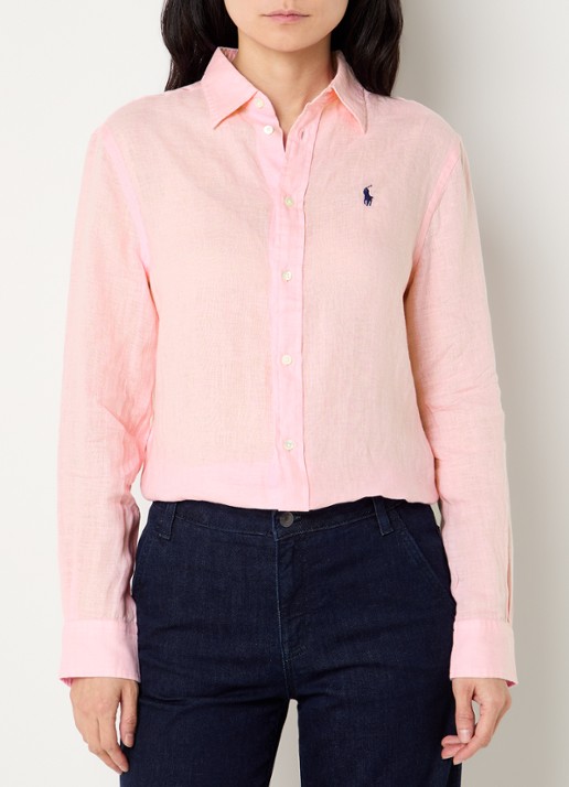 Ralph Lauren Blouse met logoborduring - detail 4 lichtroze
