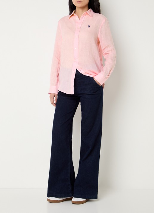 Ralph Lauren Blouse met logoborduring - voorkant 2 lichtroze