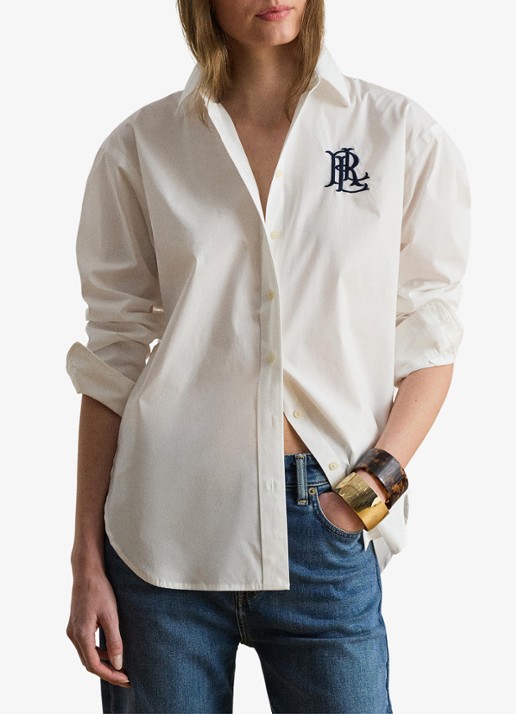 Ralph Lauren Blouse met logoborduring - detail 3 wit