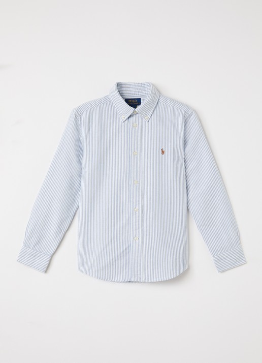 Ralph Lauren Blouse met logoborduring - voorkant lichtblauw