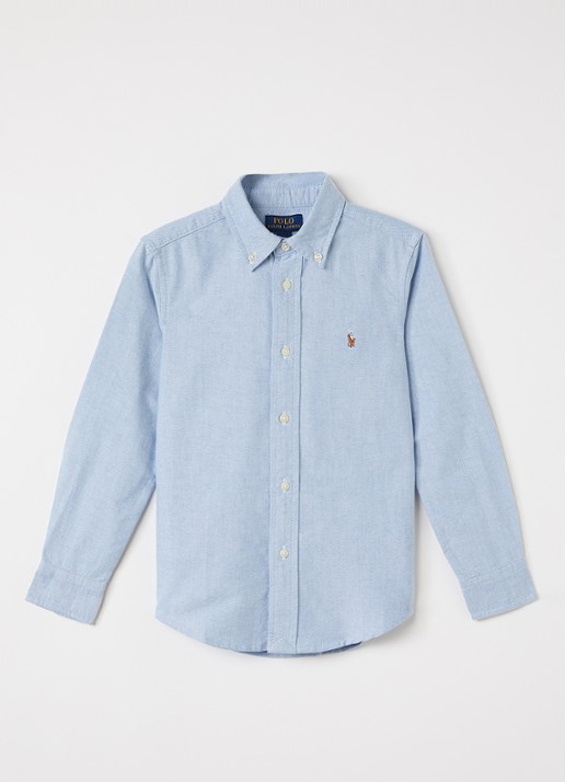 Ralph Lauren Blouse met logoborduring - voorkant 2 blauwgrijs