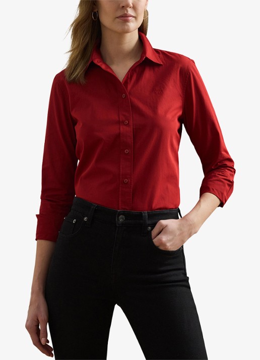 Ralph Lauren Blouse met logoborduring - detail 3 madison red / rood