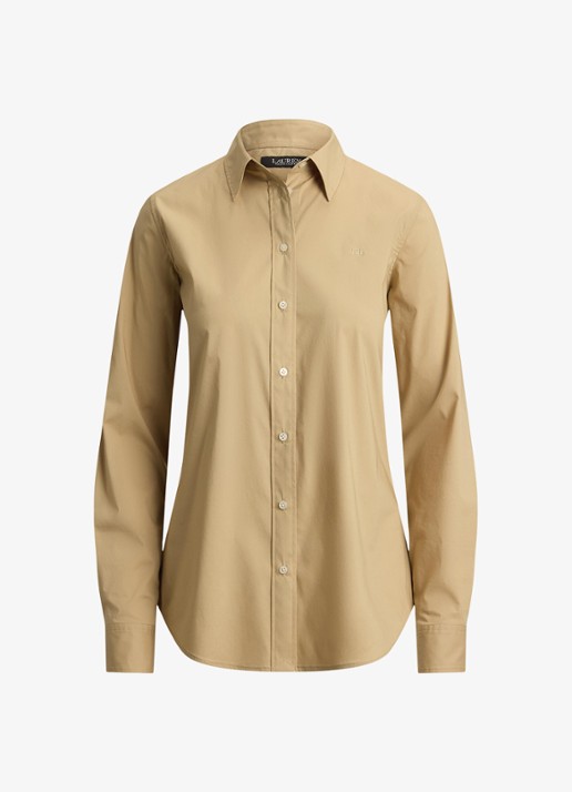 Ralph Lauren Blouse met logoborduring - voorkant 4 birch tan / beige