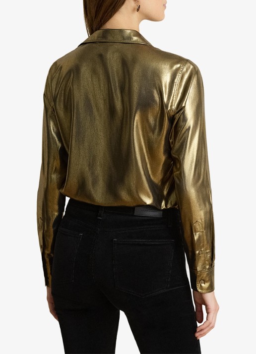 Ralph Lauren Blouse met metallic finish - achterkant black/antique gold-3lap