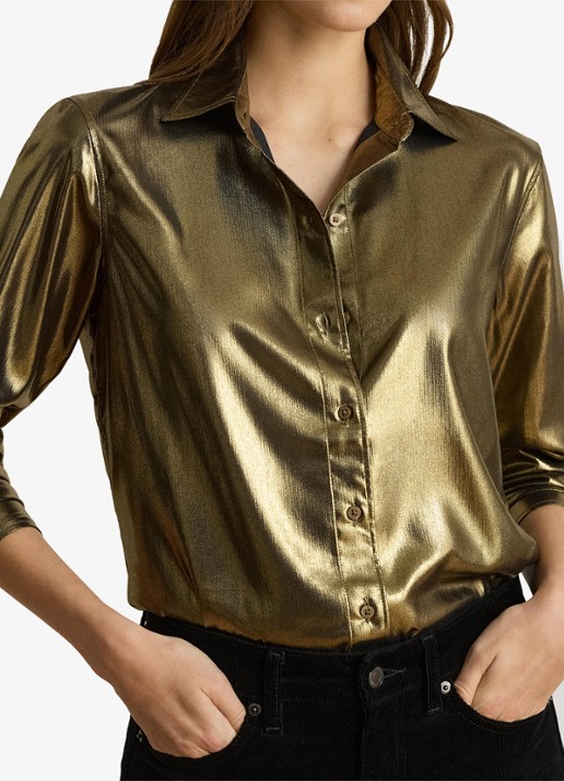 Ralph Lauren Blouse met metallic finish - detail 3 black/antique gold-3lap