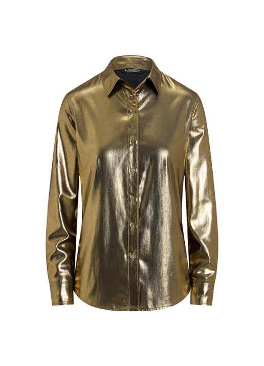 Ralph Lauren Blouse met metallic finish - voorkant 4 black/antique gold-3lap