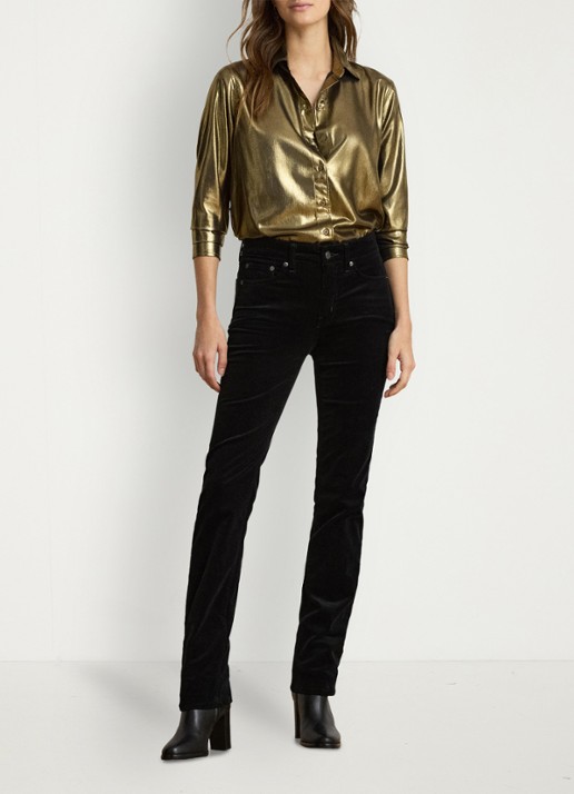 Ralph Lauren Blouse met metallic finish - voorkant 5 black/antique gold-3lap