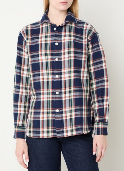 Ralph Lauren Blouse met ruitdessin en logoborduring