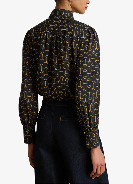 Ralph Lauren Blouse met sjaalkraag en grafische print - achterkant 4 zwart