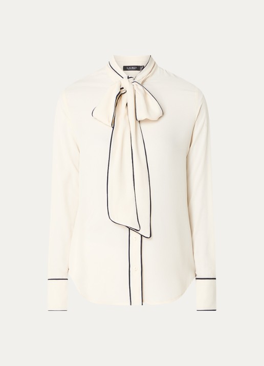 Ralph Lauren Blouse met sjaalkraag  - voorkant 2 creme