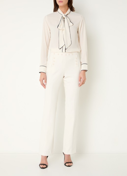 Ralph Lauren Blouse met sjaalkraag  - voorkant 3 creme