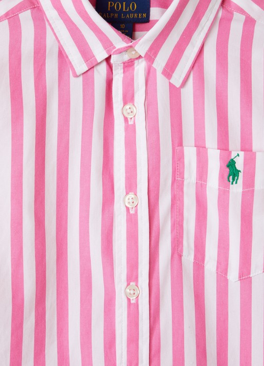 Ralph Lauren Blouse met streepprint en borstzak - detail 3 roze