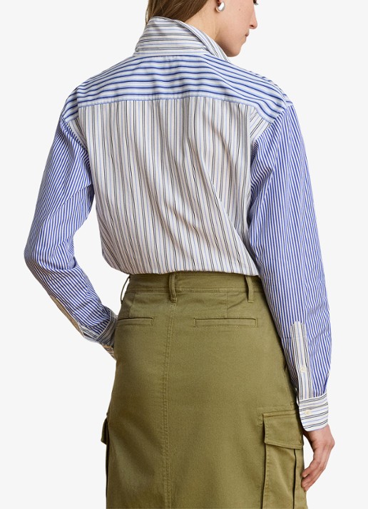 Ralph Lauren Blouse met streepprint en borstzak - achterkant 5 blue white multi / blauw