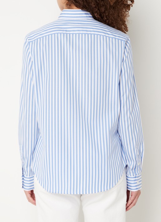 Ralph Lauren Blouse met streepprint en logoborduring - achterkant 4 lichtblauw