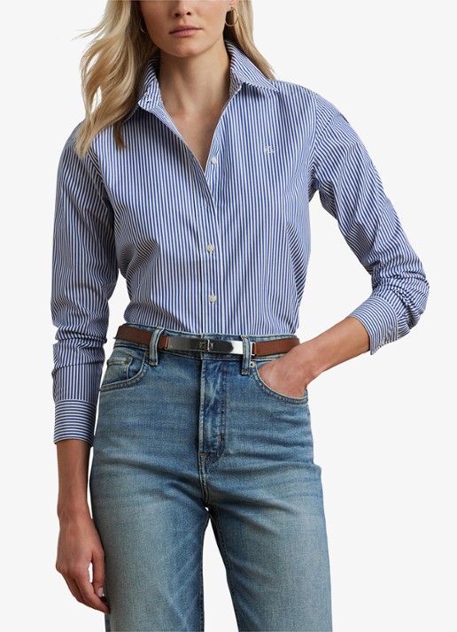 Ralph Lauren Blouse met streepprint en logoborduring