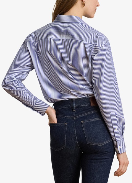 Ralph Lauren Blouse met streepprint en logoborduring - achterkant blue / blauw