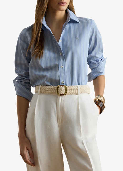 Ralph Lauren Blouse met streepprint en logoborduring