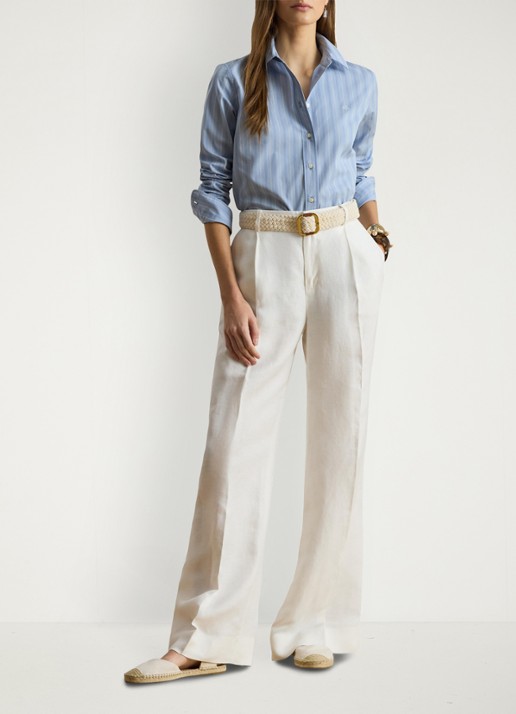 Ralph Lauren Blouse met streepprint en logoborduring - voorkant 2 blue/white / blauw