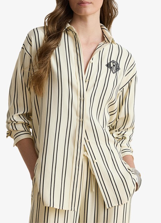 Ralph Lauren Blouse met streepprint en logoborduring
