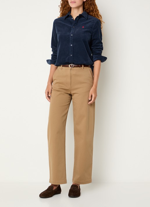 Ralph Lauren Blouse van corduroy met logoborduring - voorkant 2 donkerblauw
