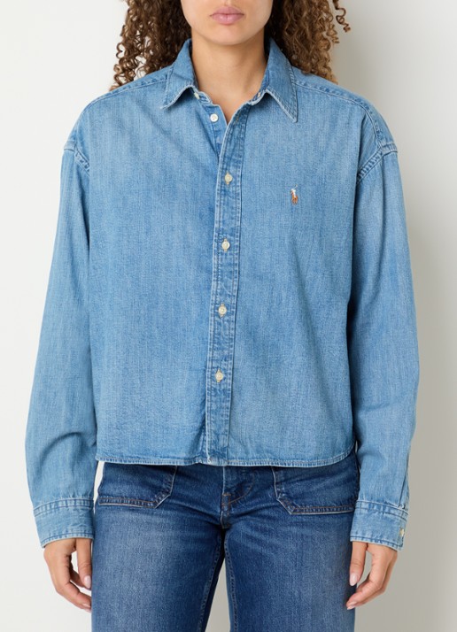 Ralph Lauren Blouse van denim met logo