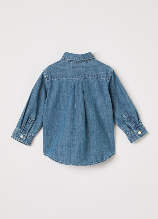 Ralph Lauren Blouse van denim - voorkant 2 indigo
