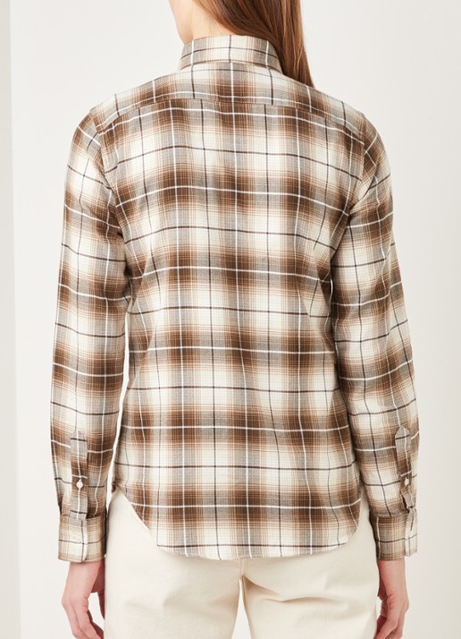 Ralph Lauren Blouse van flanel met ruitdessin - achterkant 2 bruin