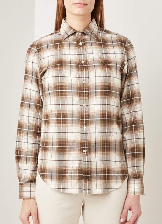 Ralph Lauren Blouse van flanel met ruitdessin - detail bruin