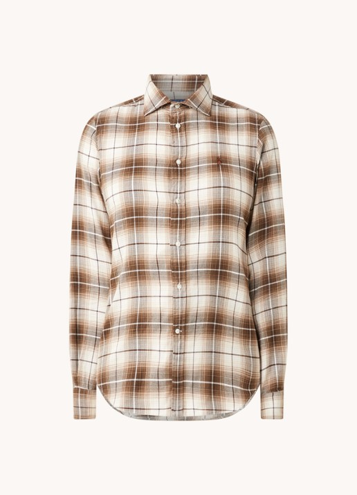 Ralph Lauren Blouse van flanel met ruitdessin - voorkant 3 bruin
