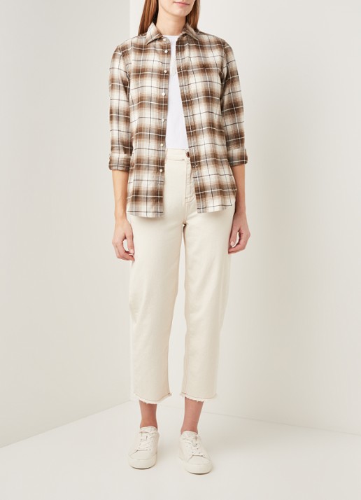 Ralph Lauren Blouse van flanel met ruitdessin - voorkant 4 bruin