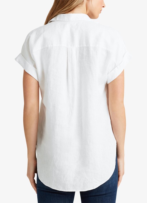 Ralph Lauren Blouse van linnen met korte mouw - achterkant 7 white / wit