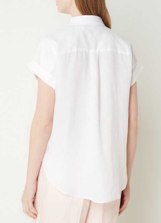 Ralph Lauren Blouse van linnen met korte mouw - achterkant 8 white / wit