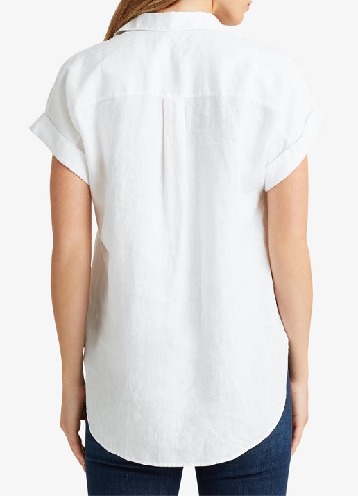 Ralph Lauren Blouse van linnen met korte mouw - achterkant wit