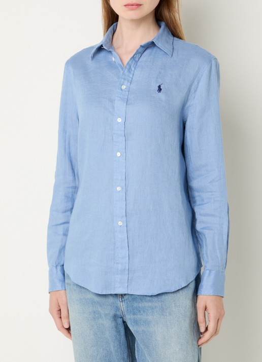 Ralph Lauren Blouse van linnen met logoborduring