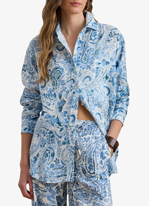 Ralph Lauren Blouse van linnen met paisley dessin