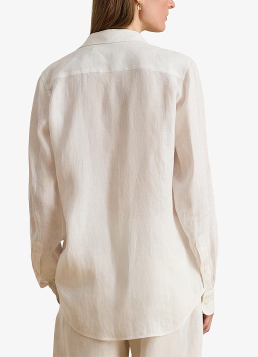 Ralph Lauren Blouse van linnen - achterkant 5 white / wit