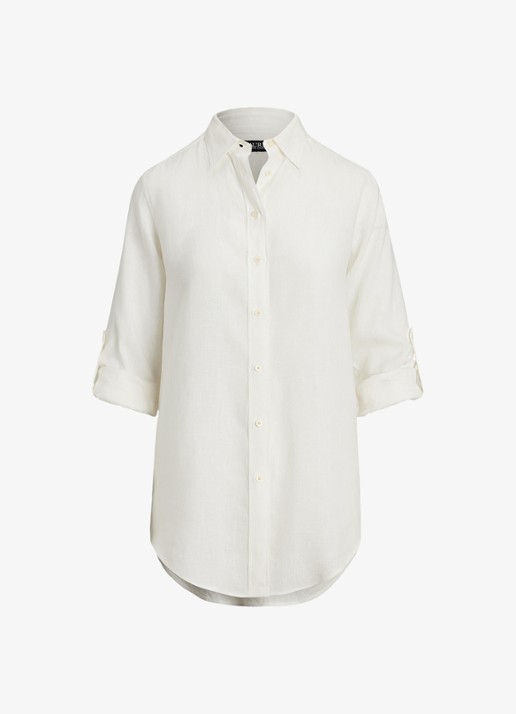 Ralph Lauren Blouse van linnen - voorkant white / wit