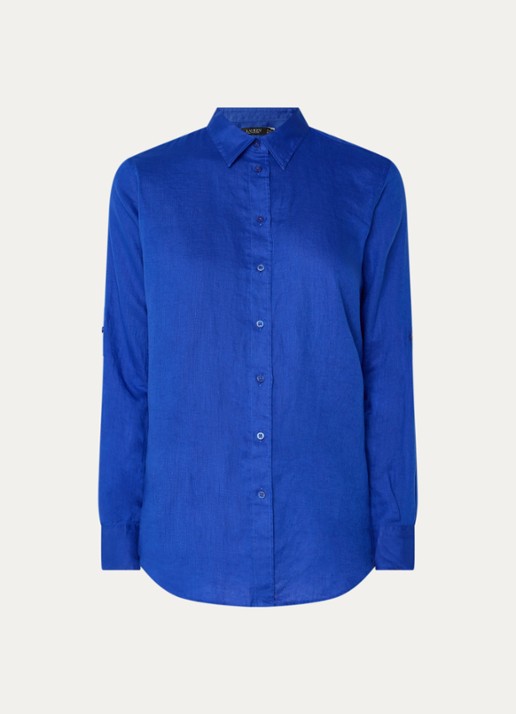 Ralph Lauren Blouse van linnen - voorkant new sapphire / blauw