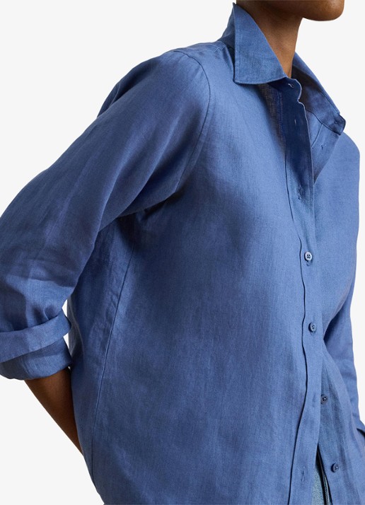 Ralph Lauren Blouse van linnen - detail 5 carson blue / blauw