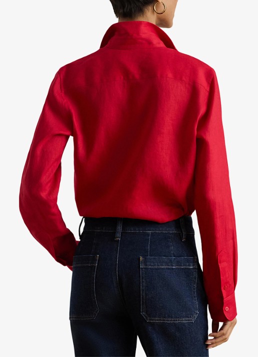 Ralph Lauren Blouse van linnen - achterkant 3 cruise red / rood