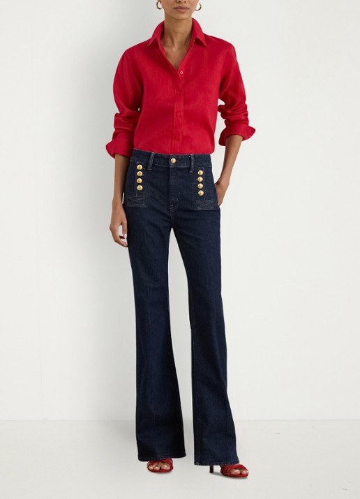 Ralph Lauren Blouse van linnen - voorkant 2 cruise red / rood