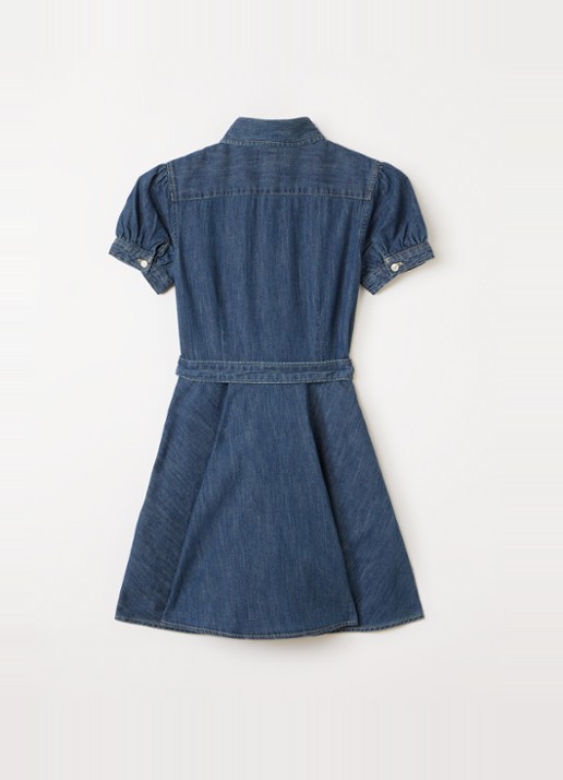 Ralph Lauren Blousejurk van denim met logo - voorkant 2 indigo