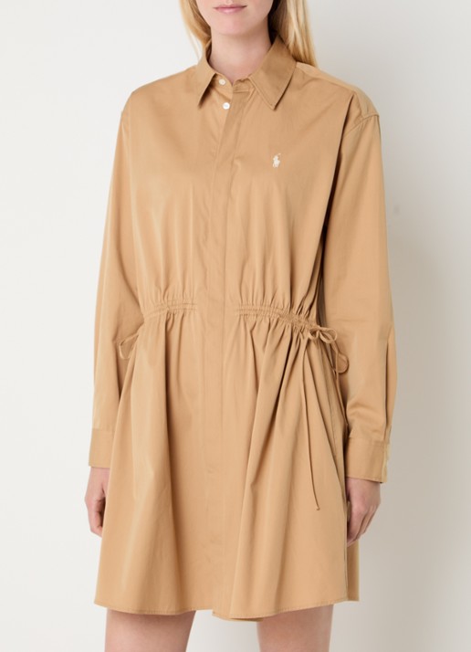 Ralph Lauren Blousejurk van satijn met paspelzakken en trekkoord