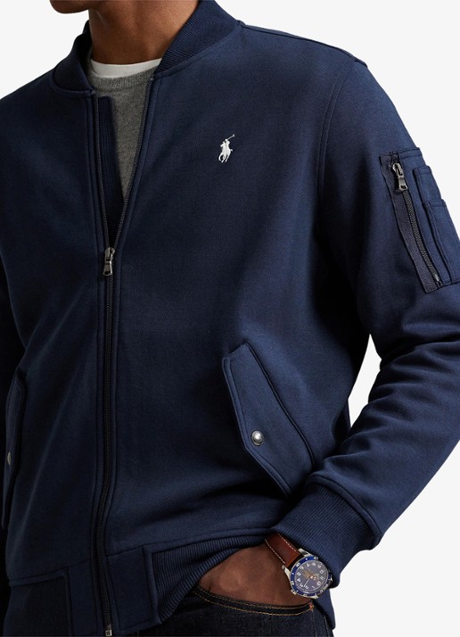 Ralph Lauren Bomberjack met klepzakken en logoborduring - detail 5 aviator navy / donkerblauw