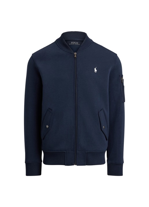Ralph Lauren Bomberjack met klepzakken en logoborduring - voorkant 2 aviator navy / donkerblauw