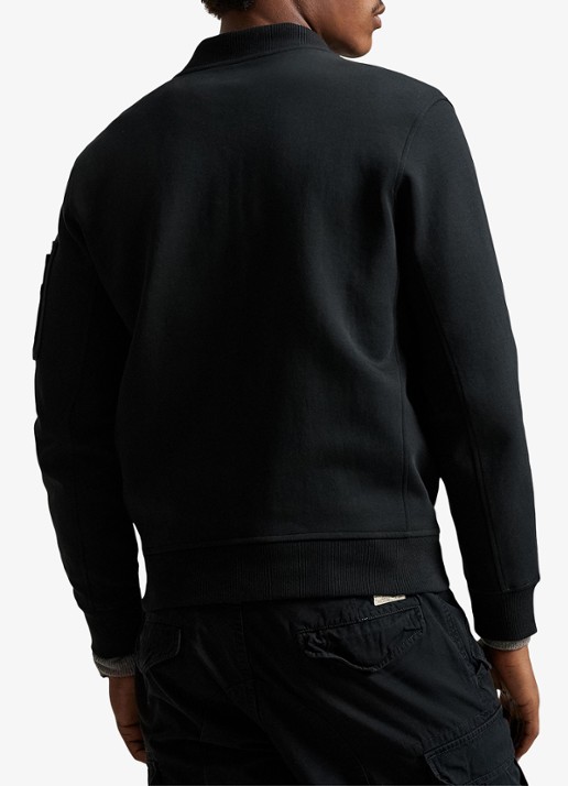 Ralph Lauren Bomberjack met klepzakken en logoborduring - achterkant polo black / zwart