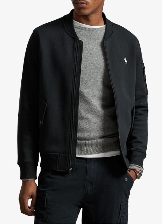 Ralph Lauren Bomberjack met klepzakken en logoborduring - detail 2 polo black / zwart