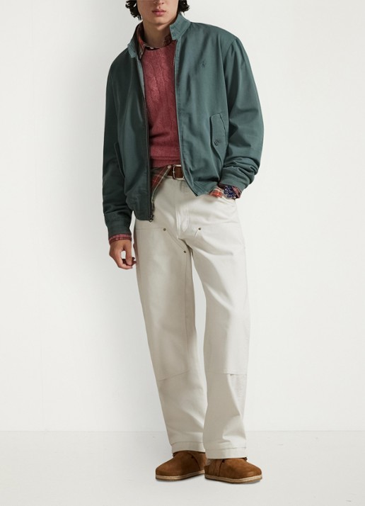 Ralph Lauren Bomberjack met logoborduring en klepzakken - voorkant 2 charter green / groen