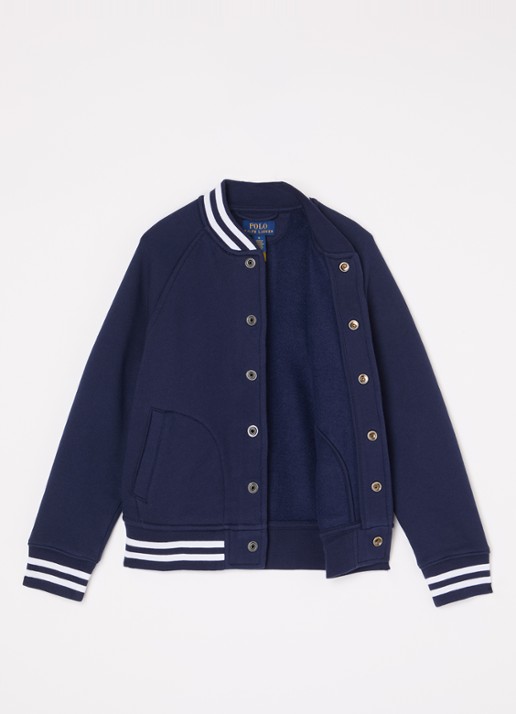 Ralph Lauren Bomberjack met logoborduring - voorkant 3 donkerblauw