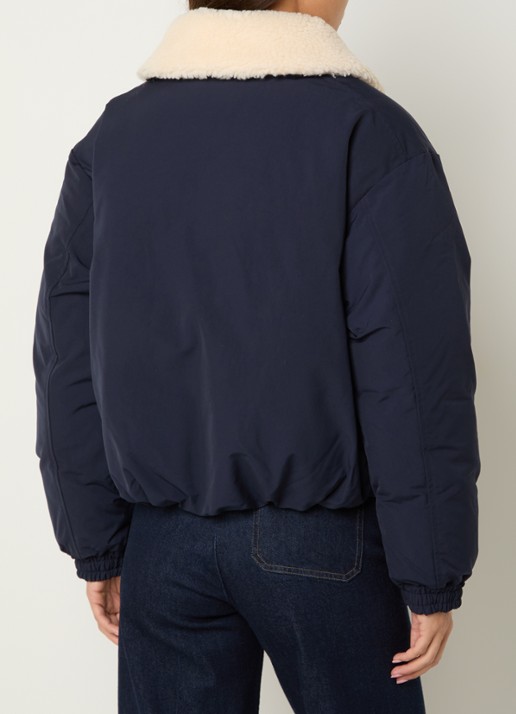 Ralph Lauren Bomberjack met steekzakken en logoborduring  - achterkant donkerblauw